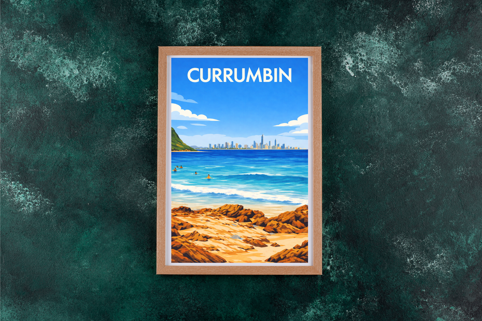 Currumbin, Gold Coast. Vintage wall art.