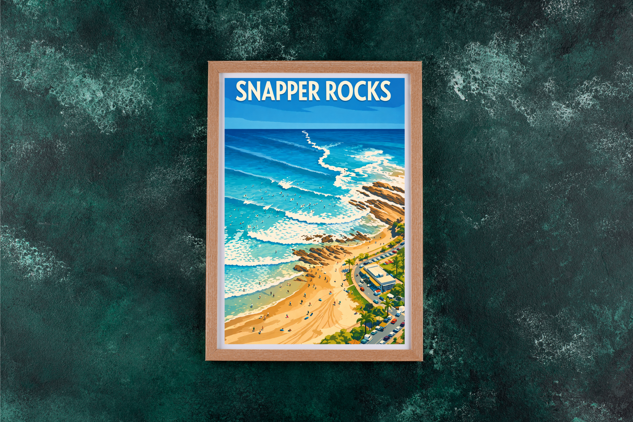Snapper Rocks, Gold Coast. Vintage wall art.
