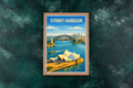 Sydney Harbour, NSW. Vintage wall art.